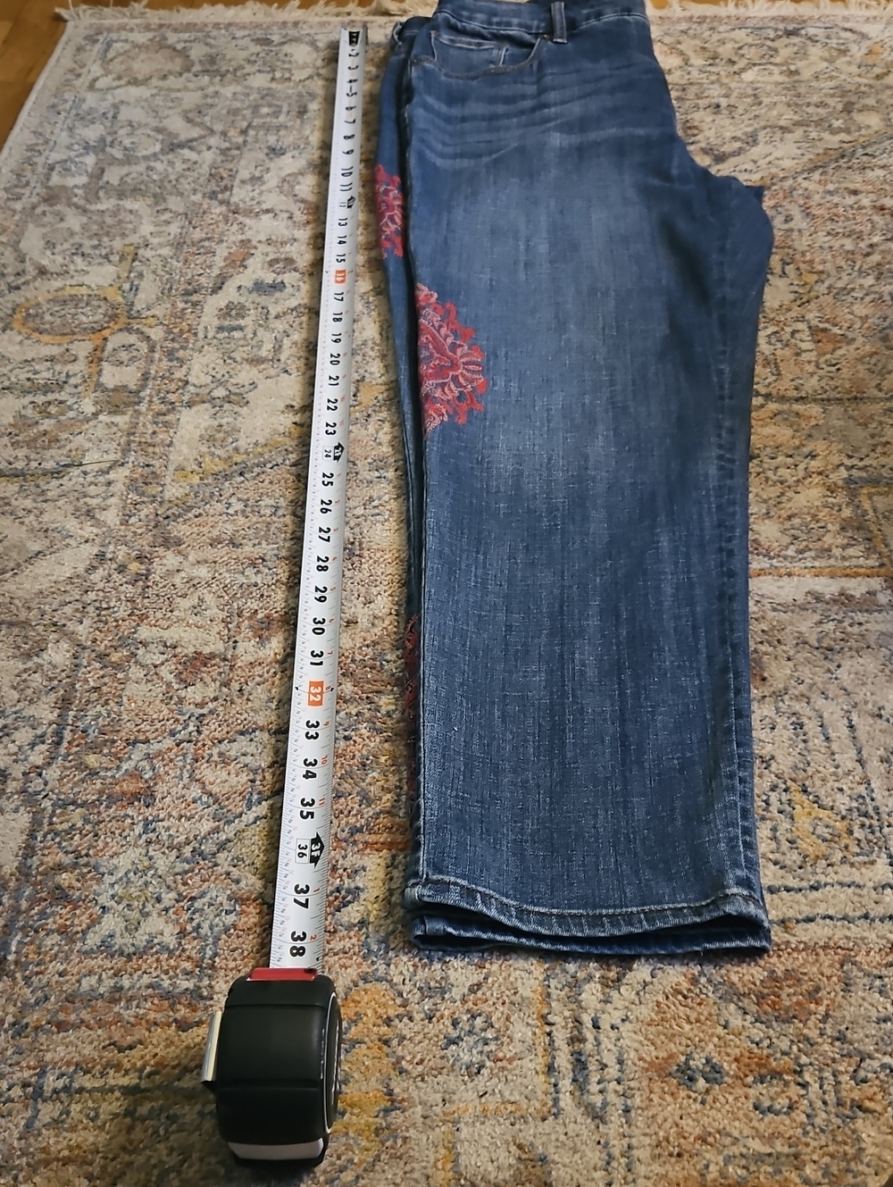 Chico's So Slimming Girlfriend Jeans Size 2 (US 12) Embroidered Boho Ankle - Picture 12 of 13